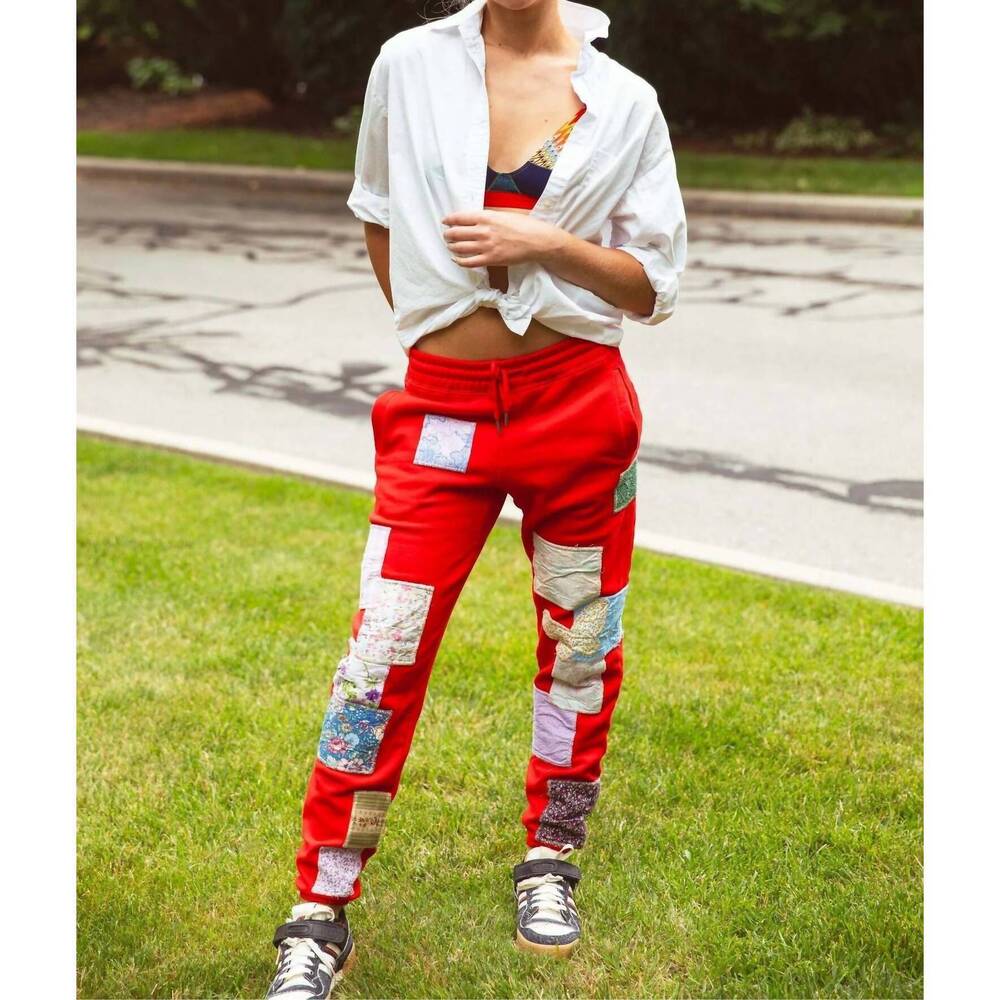 NEW RIALTO JEAN PROJECT mixed print sweatpants in red